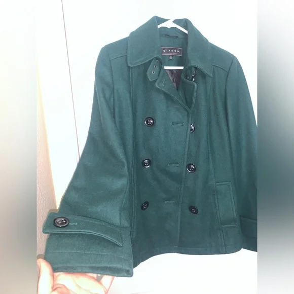 Giacca Women’s Dark Green Wool Winter Pea Coat - Medium - Picture 5 of 11